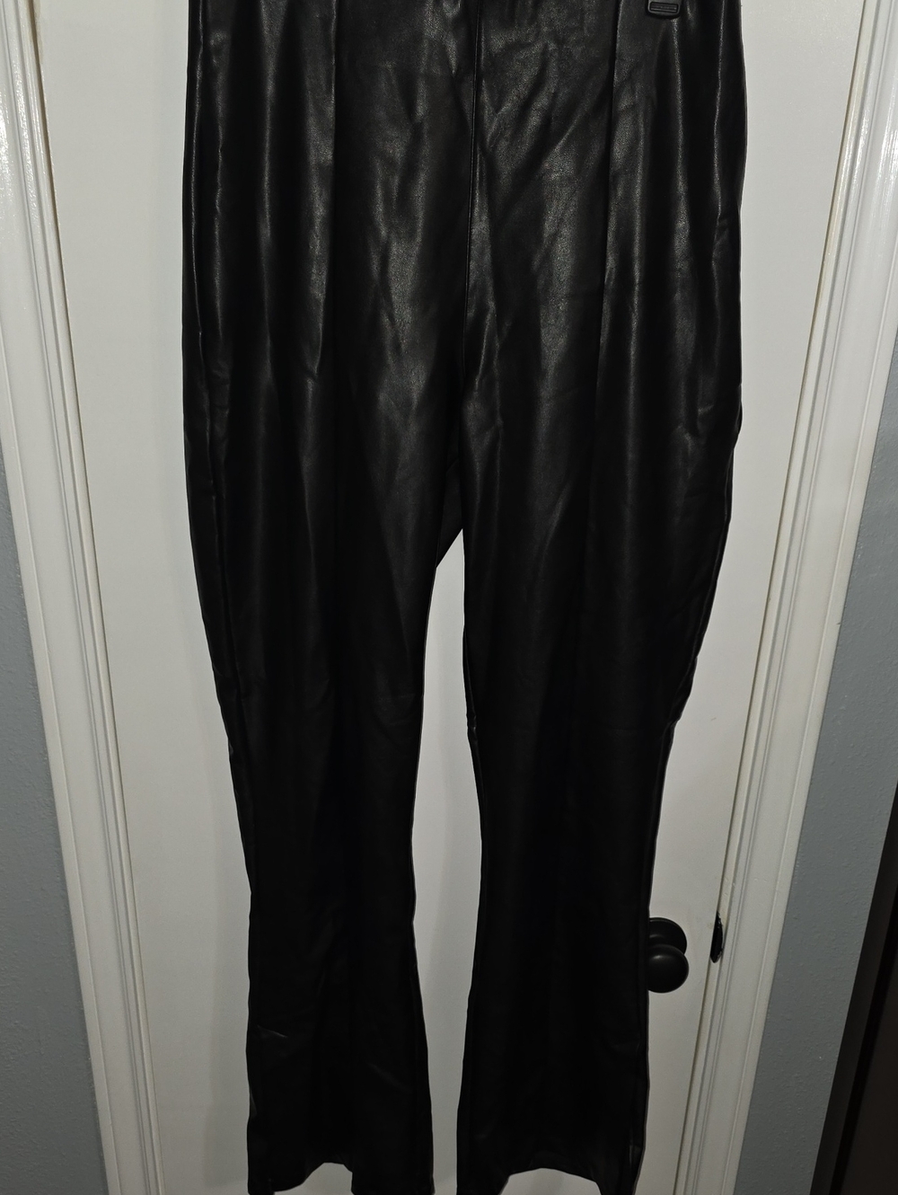 Abercrombie & Fitch Black Faux Leather Straight-Leg Pants